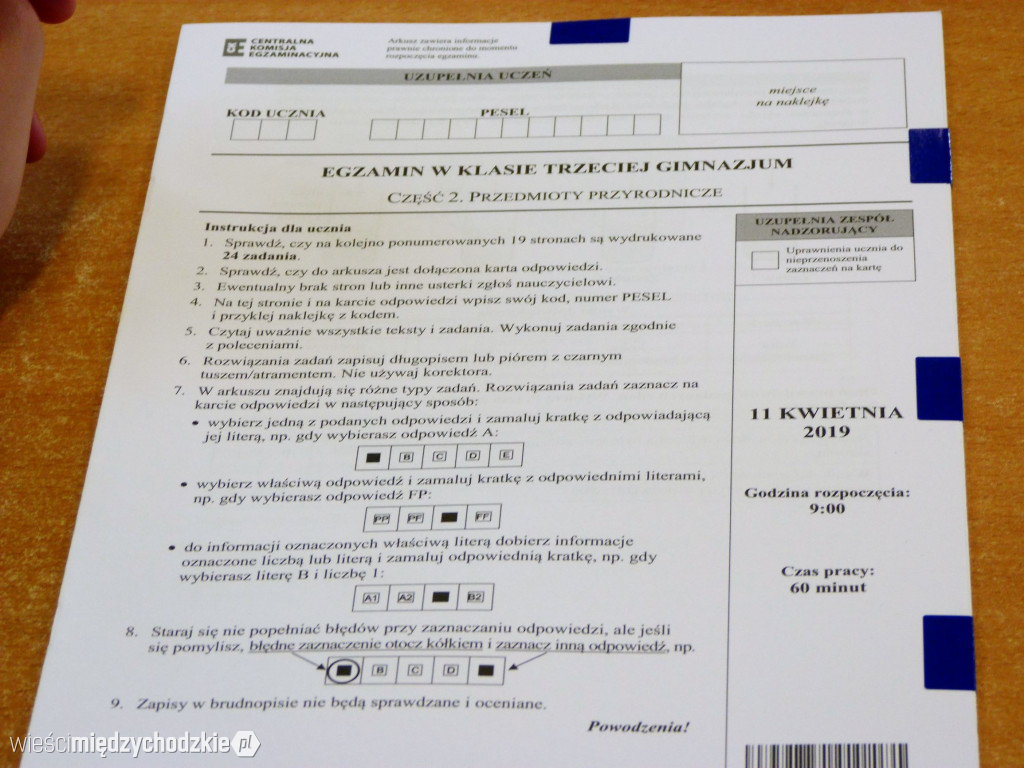 Egzaminy gimnazjalne w SP nr 2