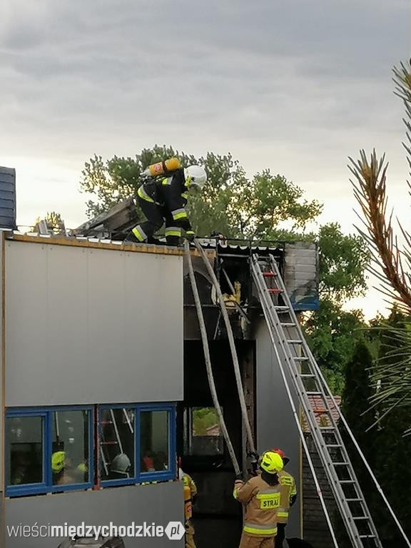 Pożar myjki samochodowej w kompleksie hal