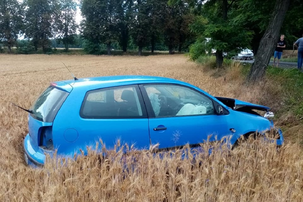 Kierująca samochodem zjechała z drogi