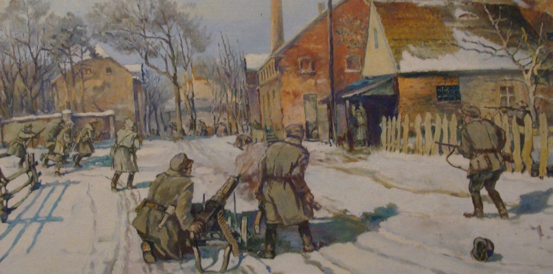Józef Białkowski Walka powstańców wielkopolskich o Kolno.Zbiory Muzeum Regionalne w Międzychodzie