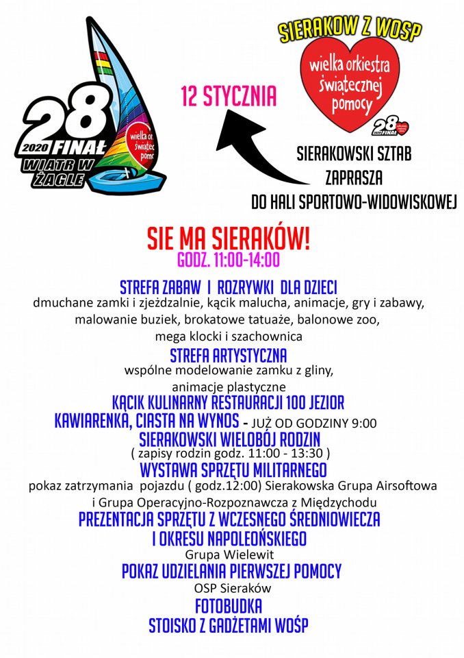 Sierakowski Sztab WOŚP zaprasza/ plakat organizatora